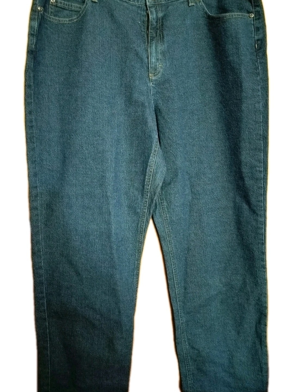 Liz Claiborne Crazy Horse Denim Jeans Medium Wash Straight Leg Size 18R Stretch